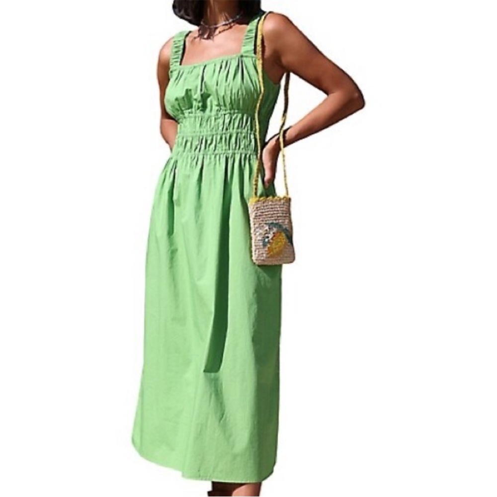 Greylin midi dress green w/shirring
